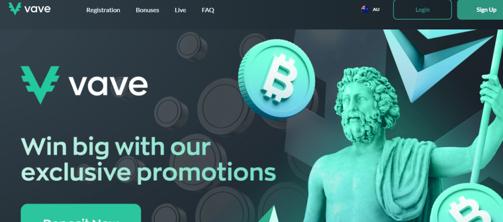 Homepage of Mega Dice, showing their exclusive bonuses